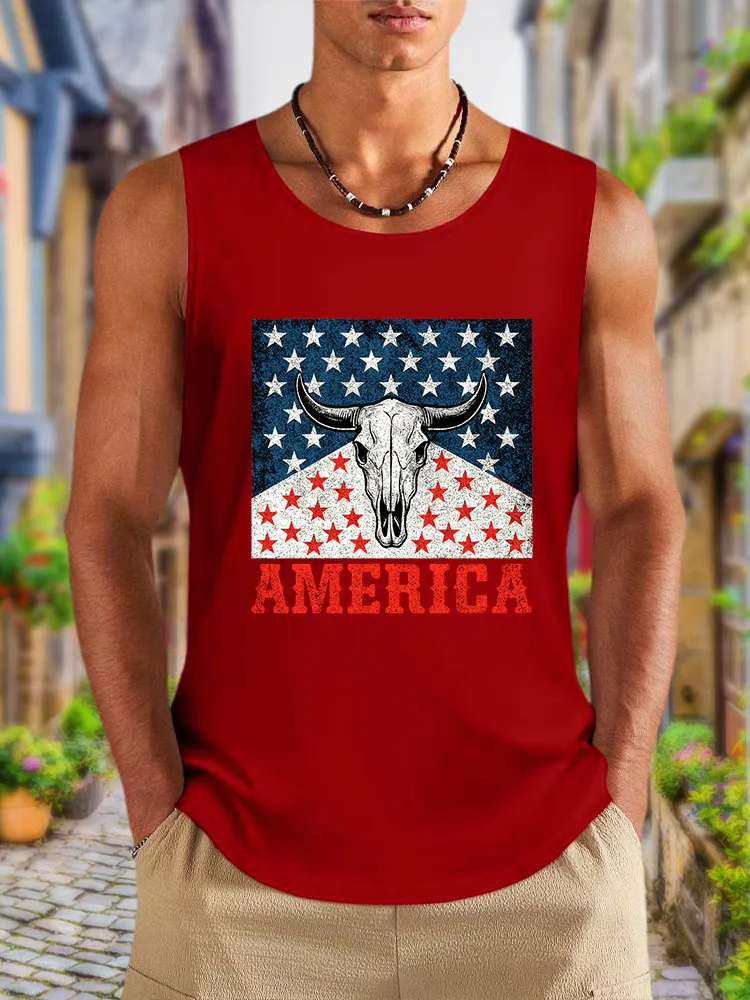 Men'S America Round-Necked Sleeveless Vest