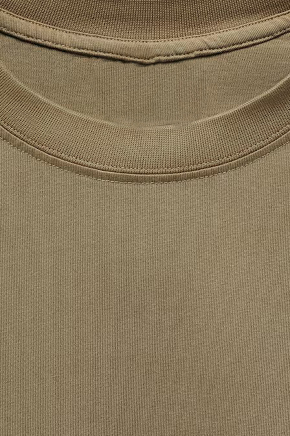 Round-Neck Ribbed Finish T-Shirt