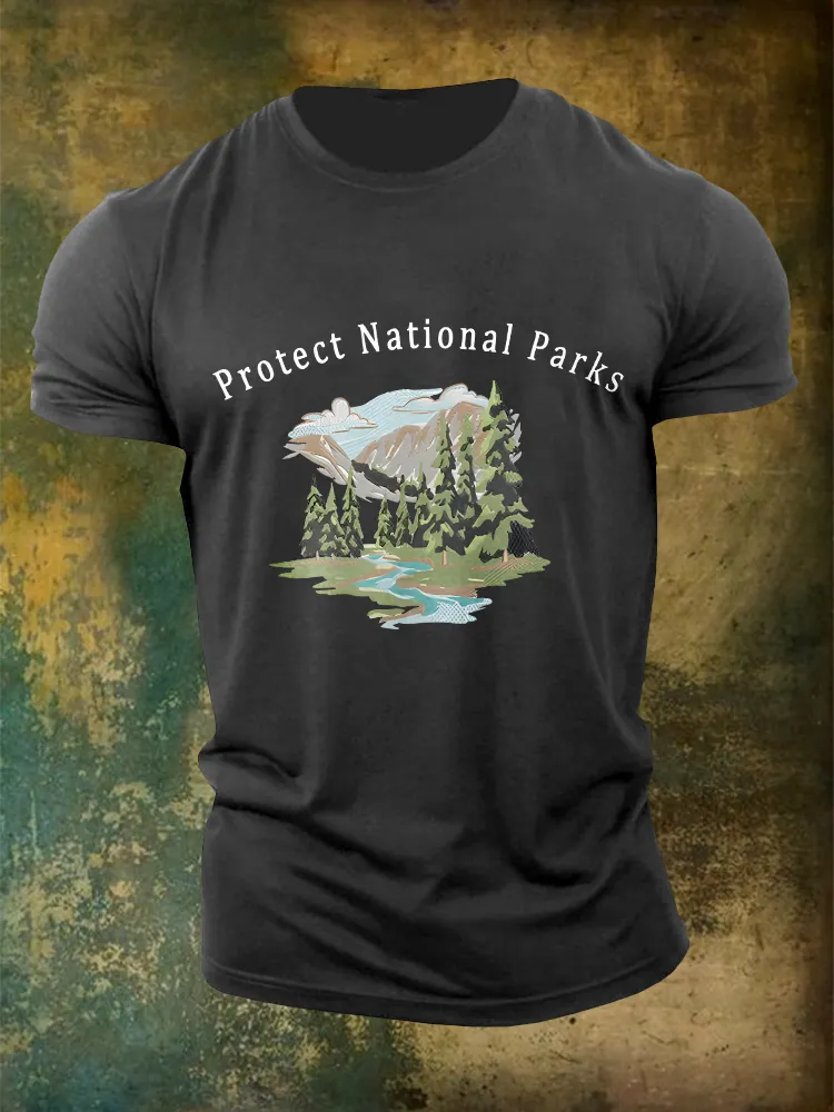 Men'S Protect National Parks Not Projects Round-Neck T-Shirt