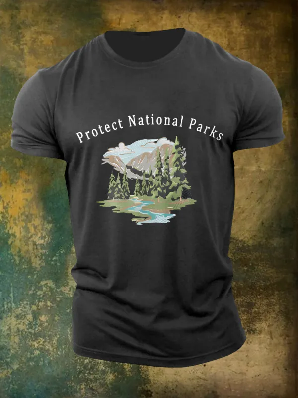 Men'S Protect National Parks Not Projects Round-Neck T-Shirt