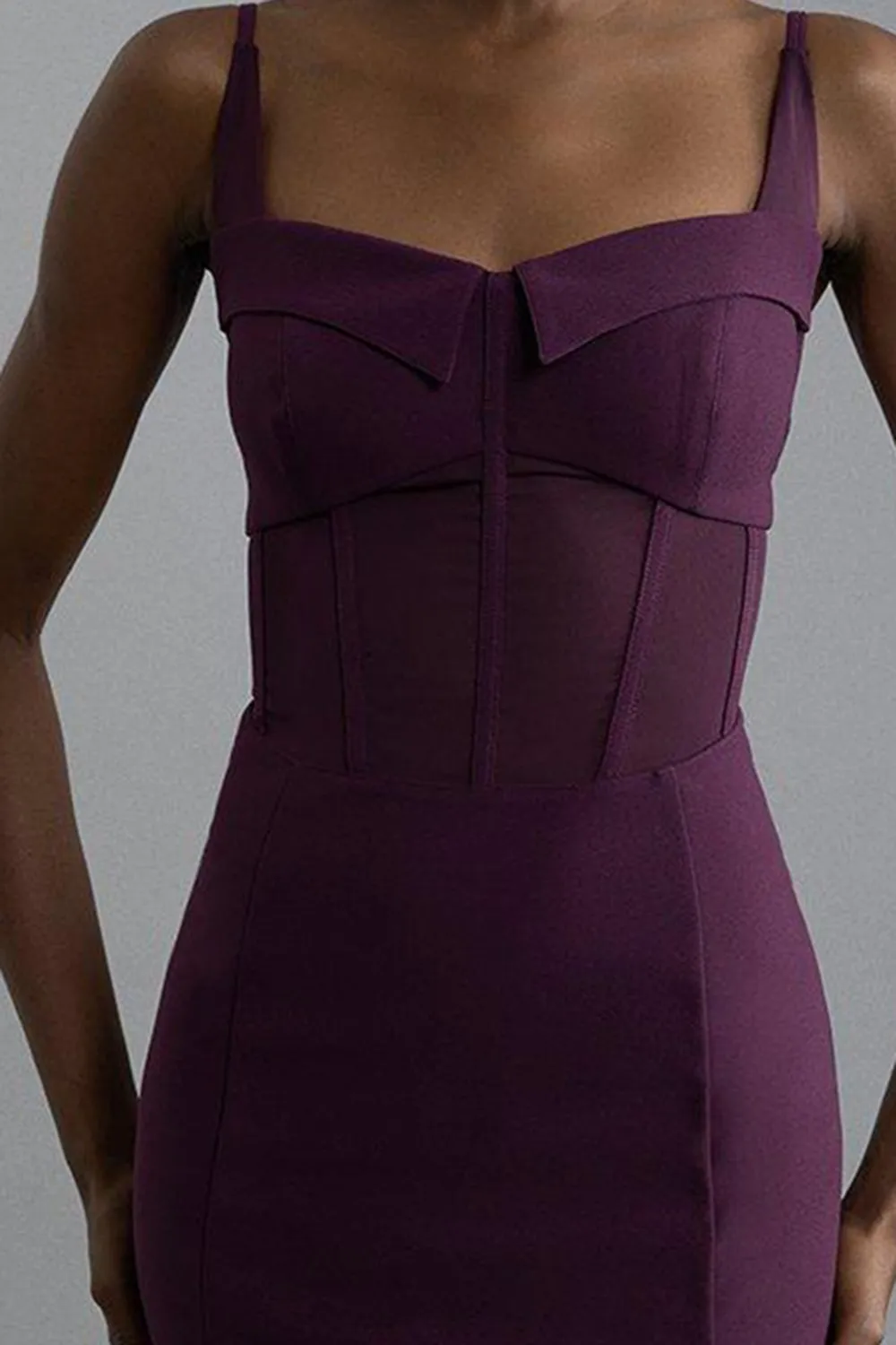 Crepe And Corset Detail Midi Dress
