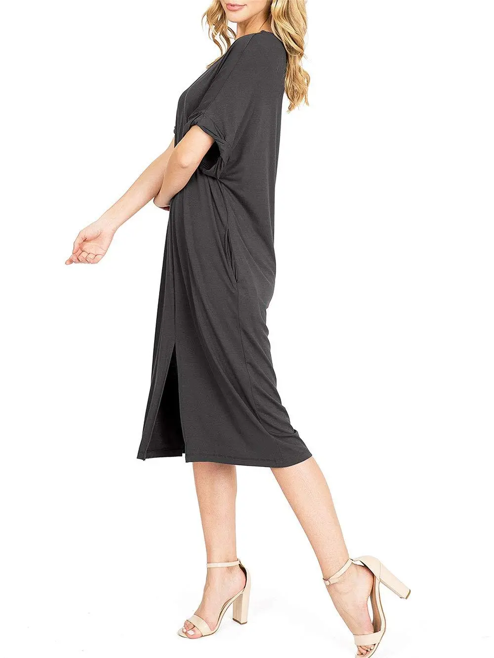 Charcoal Gray V - Neck Maxi Dress