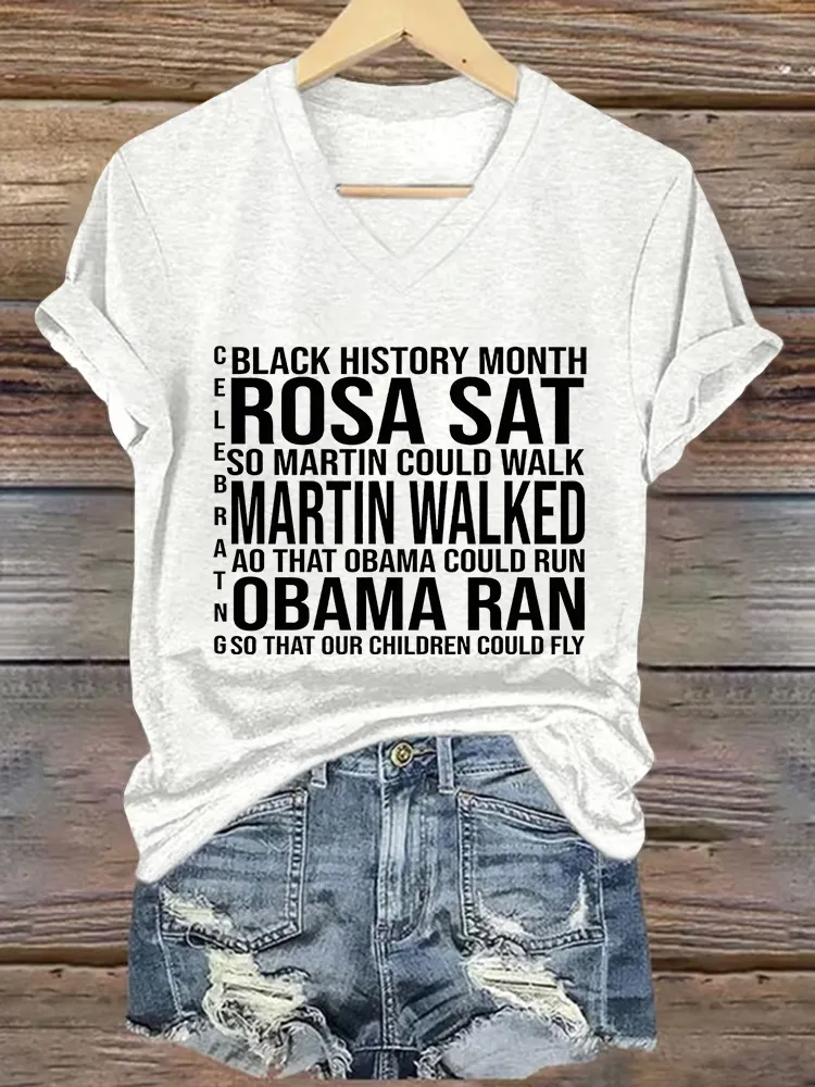 Women'S Black History Month V-Neck Short-Sleeved T-Shirt