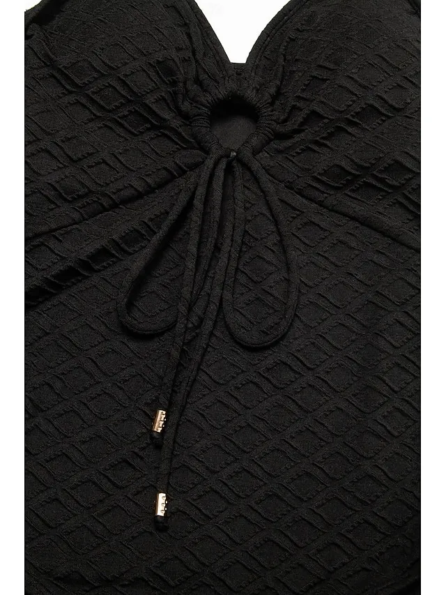 Triangle V Neck Drawstring Swimsuit
