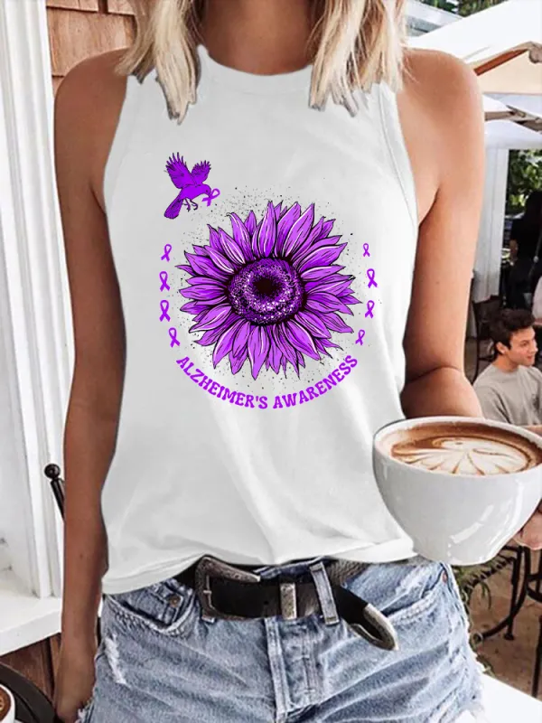 Women'S Round-Neck Sleeveless Vest With Alzheimer'S Awareness