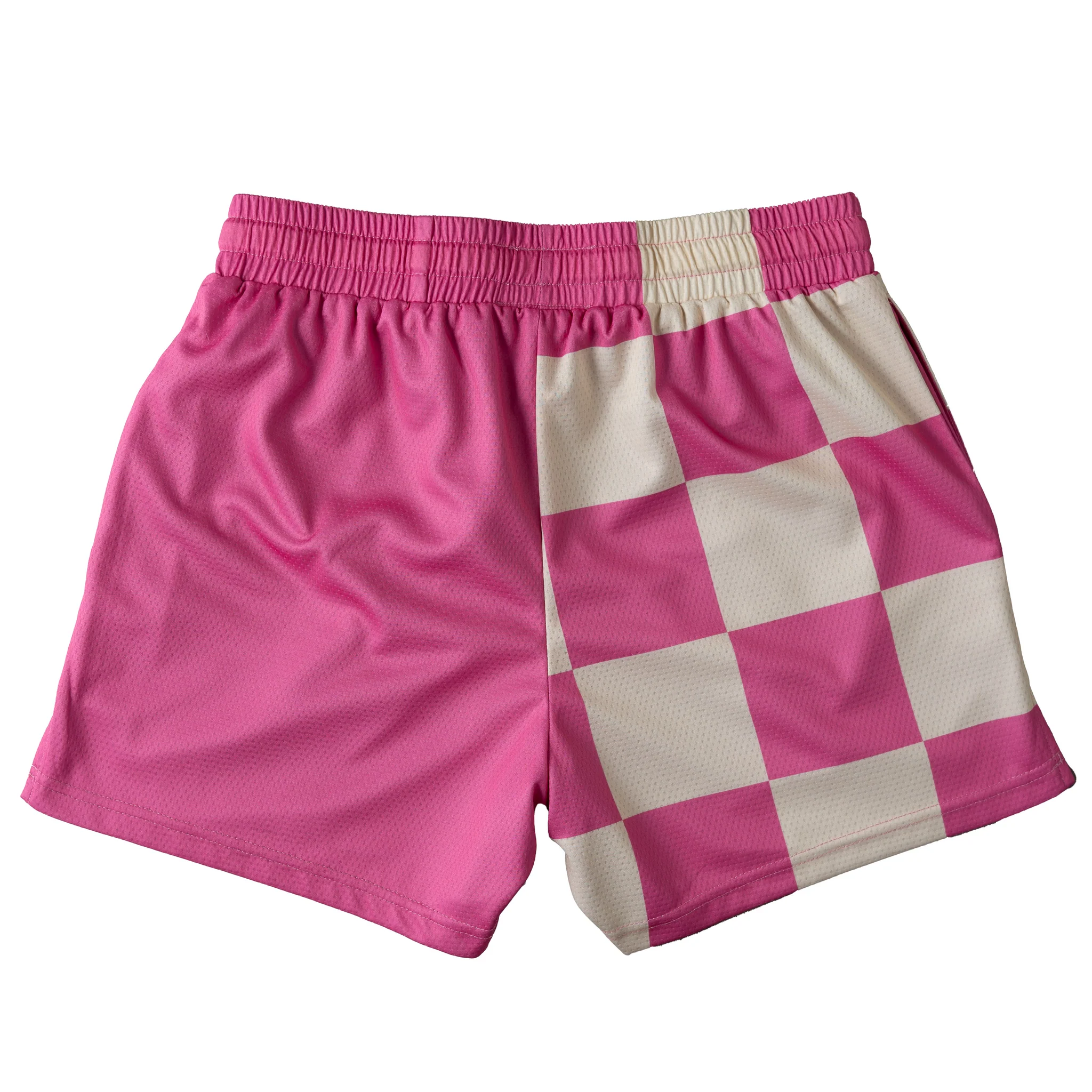 Solids 5 Pack - MUAY THAI SHORTS (MID THIGH CUT) CHECKER - PINK / CREAM