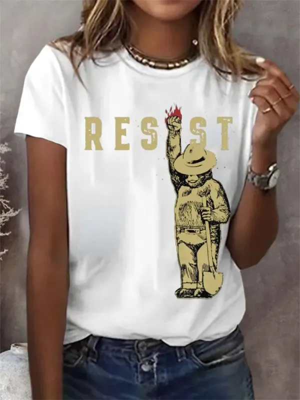 Women'S Protect Our National Parks Print Round Neck T-Shirt