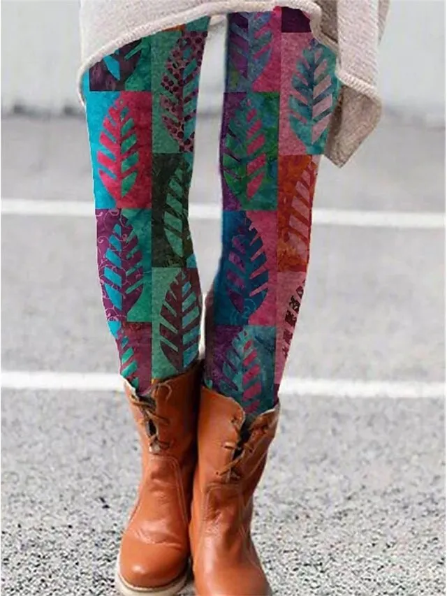 Women's Fleece Lined Leggings Warm Full Length Winter Leggings Print High Elasticity Mid Waist Fashion Designer Halloween Daily 1 2 S M Winter