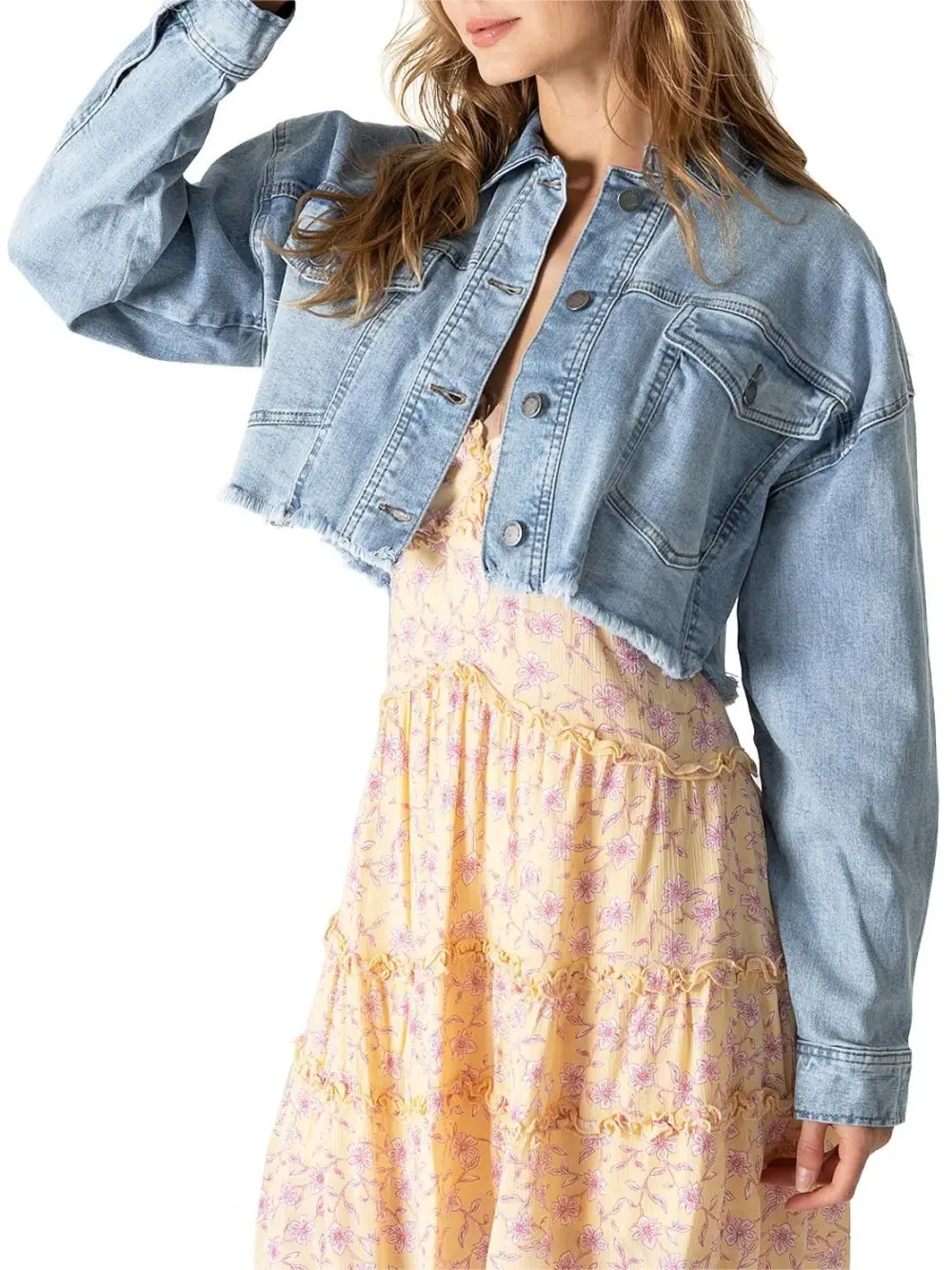 Light Blue Cropped Denim Jacket