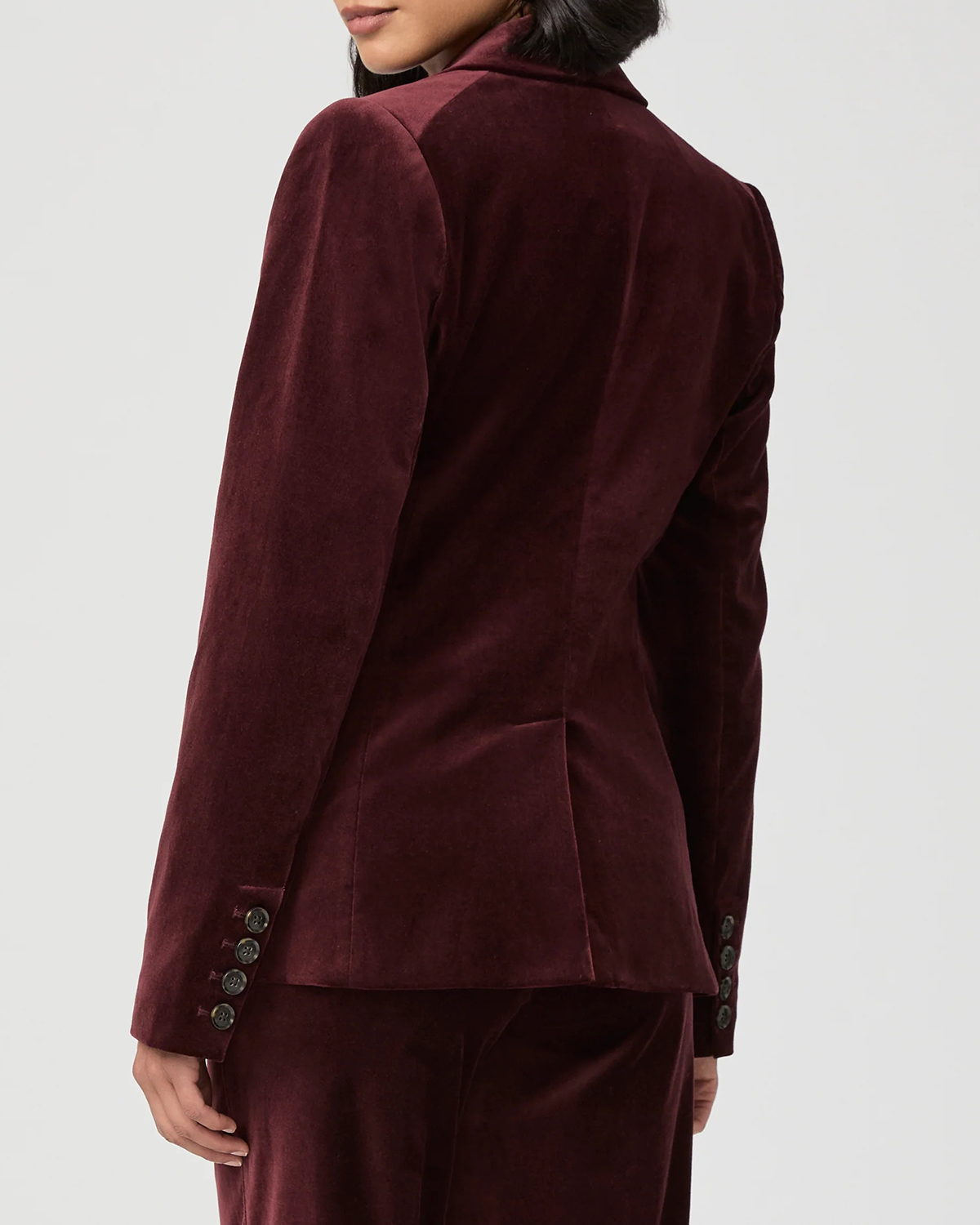 Burgundy Velvet Double Breasted Blazer