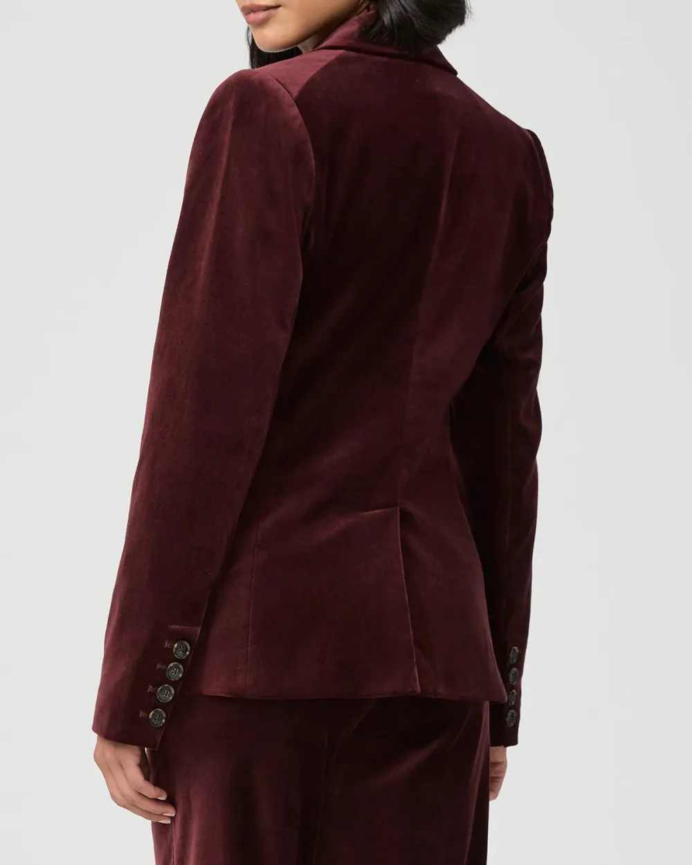 Burgundy Velvet Double Breasted Blazer