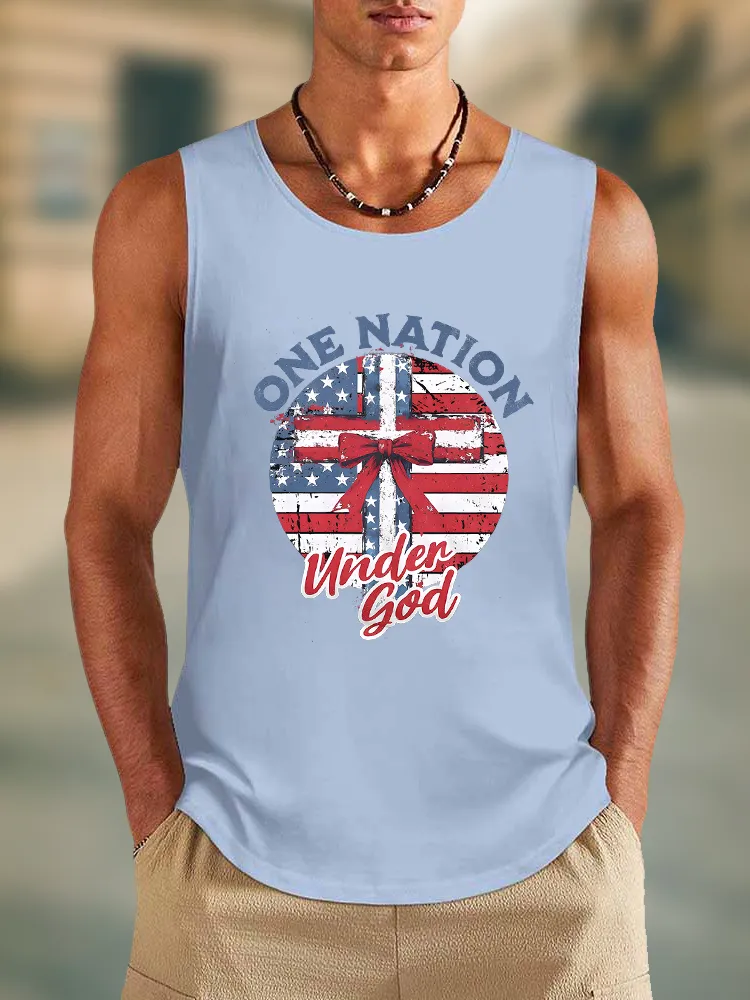 Men'S One Nation Under God Round-Necked Sleeveless Vest