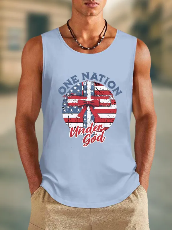 Men'S One Nation Under God Round-Necked Sleeveless Vest