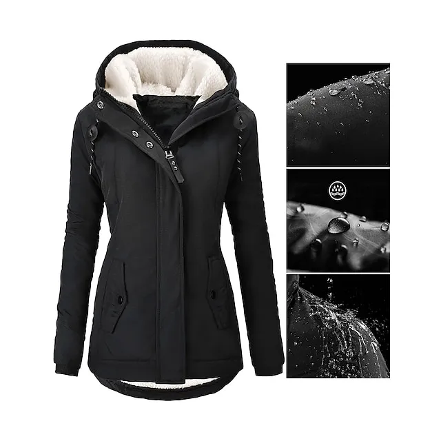 Women's Parka Street Fall Winter Puffer Jacket Long Coat Windproof Warm 3 in 1 Loose Casual Sports Jacket Long Sleeve Solid Color Zipper Purple Blushing Pink Waterpoof Daily Wear Down Parkas  Lined