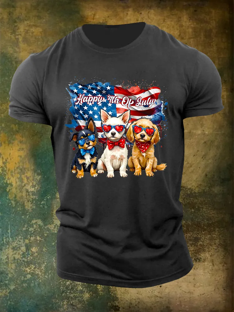 Men'S Happy 4Th Of July Round-Neck T-Shirt