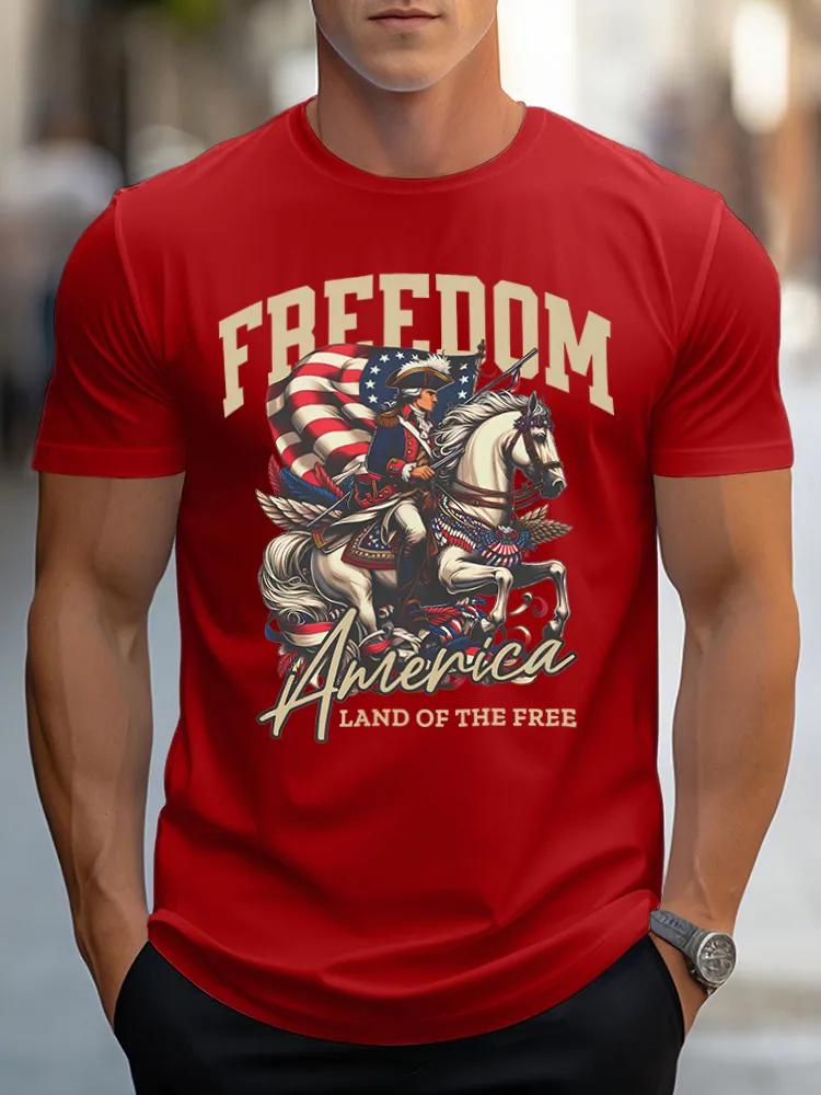 Freedom America Land Of The Free Print Short Sleeves T-Shirt