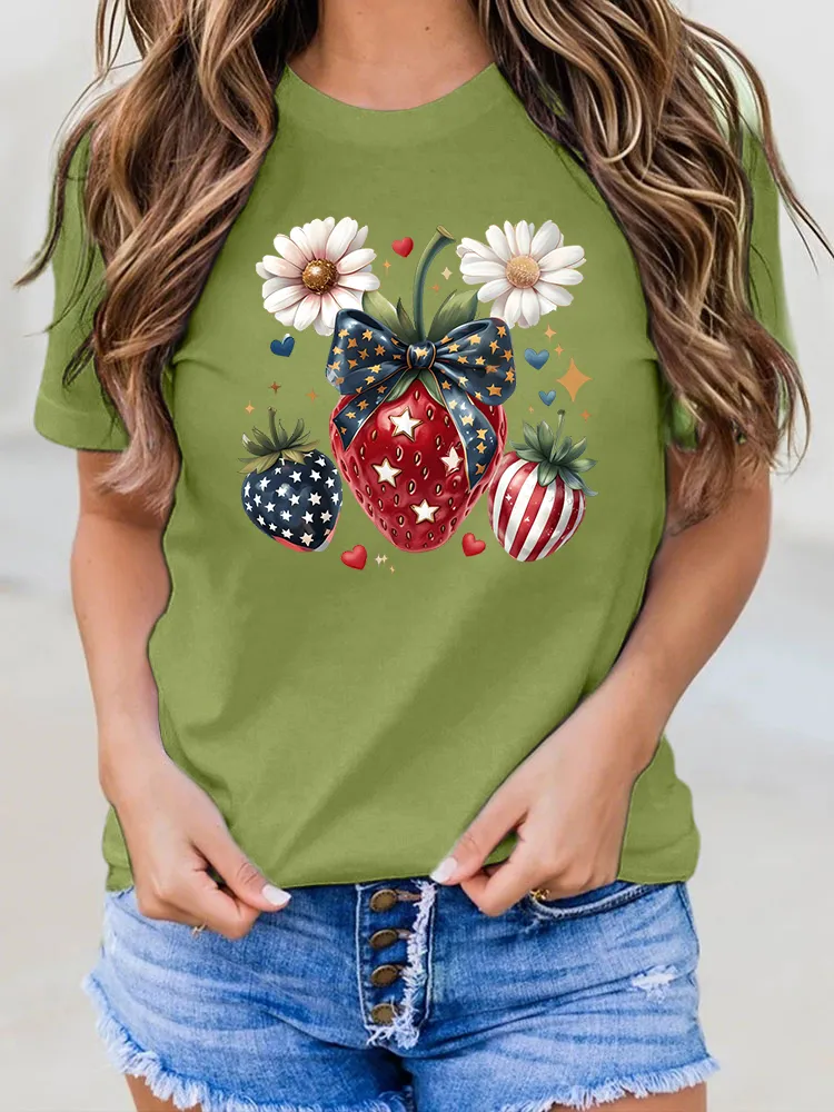 Woman'S Independence Day Print Short-Sleeved T-Shirt