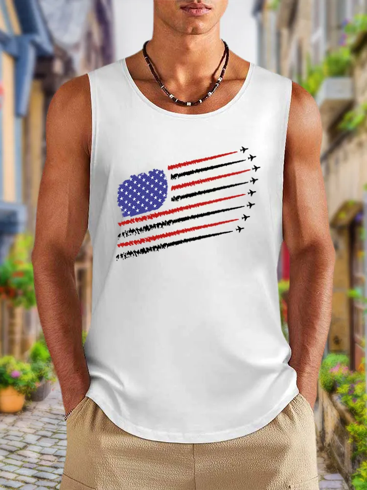 Men'S Independence Day Round-Necked Sleeveless Vest