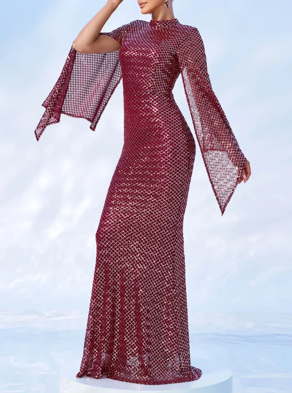 Glitter Bell Sleeve Mermaid Dress