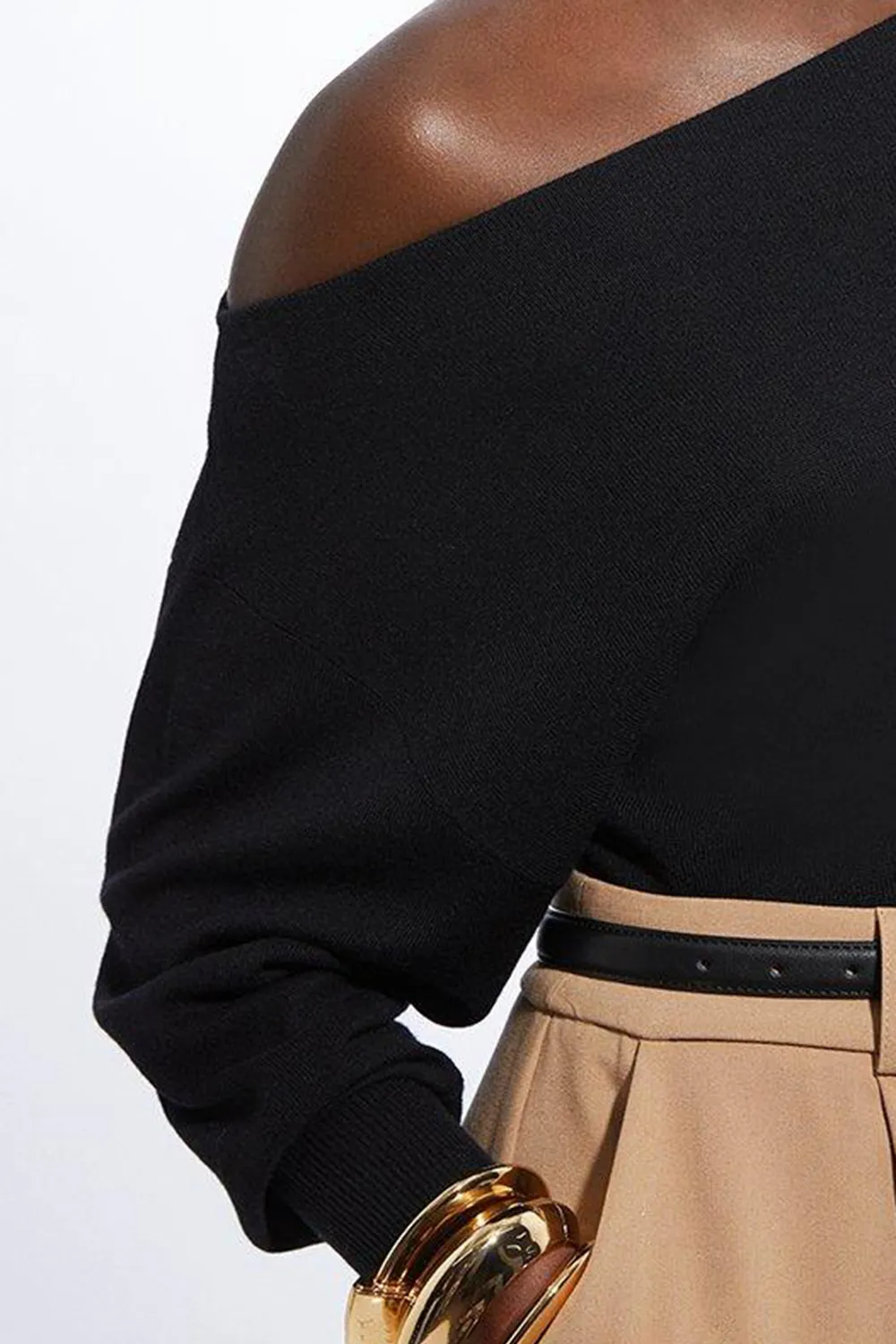 Cashmere Blend Off The Shoulder Knit Top