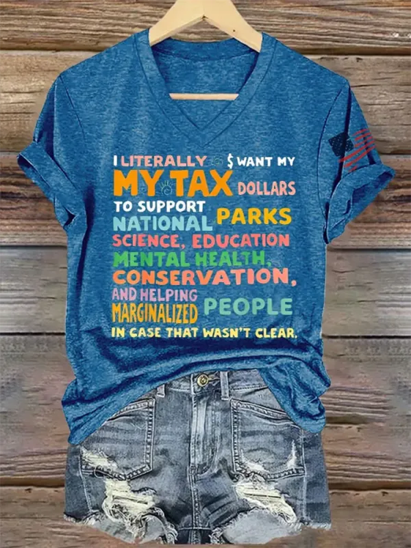 Woman'S My Tax V-Neck Short-Sleeve T-Shirt