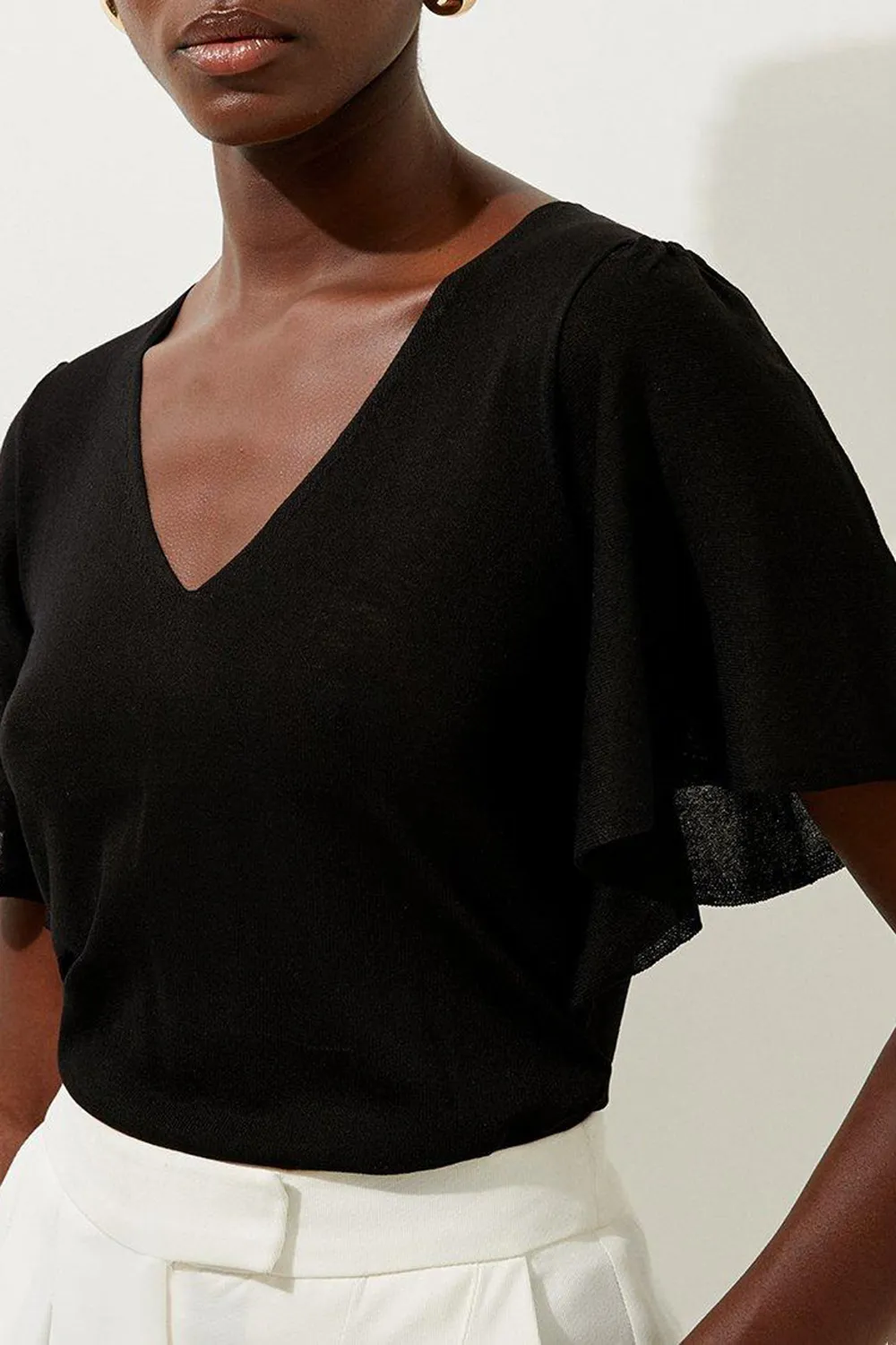 Lightweight Viscose Blend Summer Knit Angel Sleeve Top