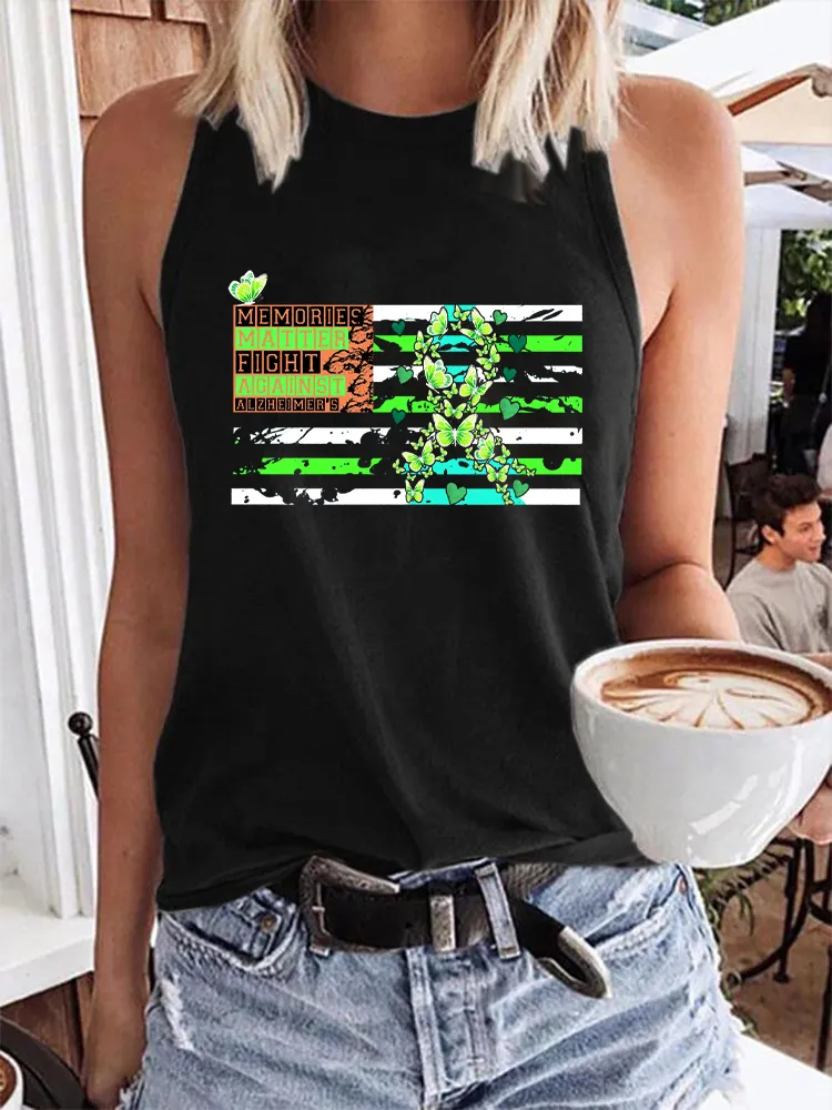 Women'S Round-Neck Sleeveless Vest With Memories Matter Fight Against Alzheimer'S