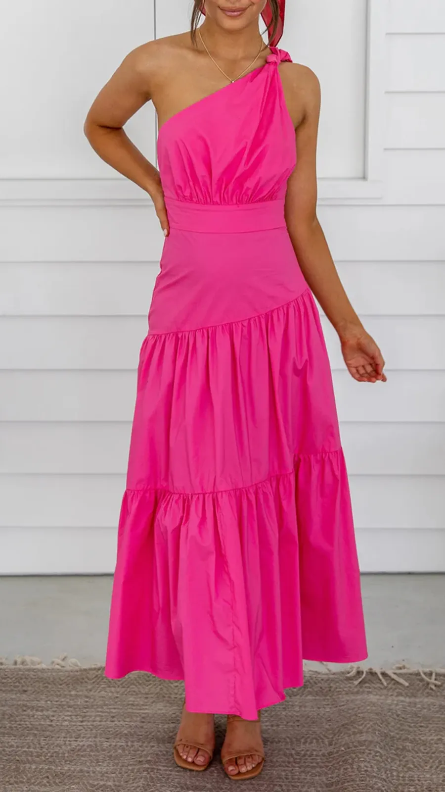 Knot Detail In Shoulder Strap Maxi Dress