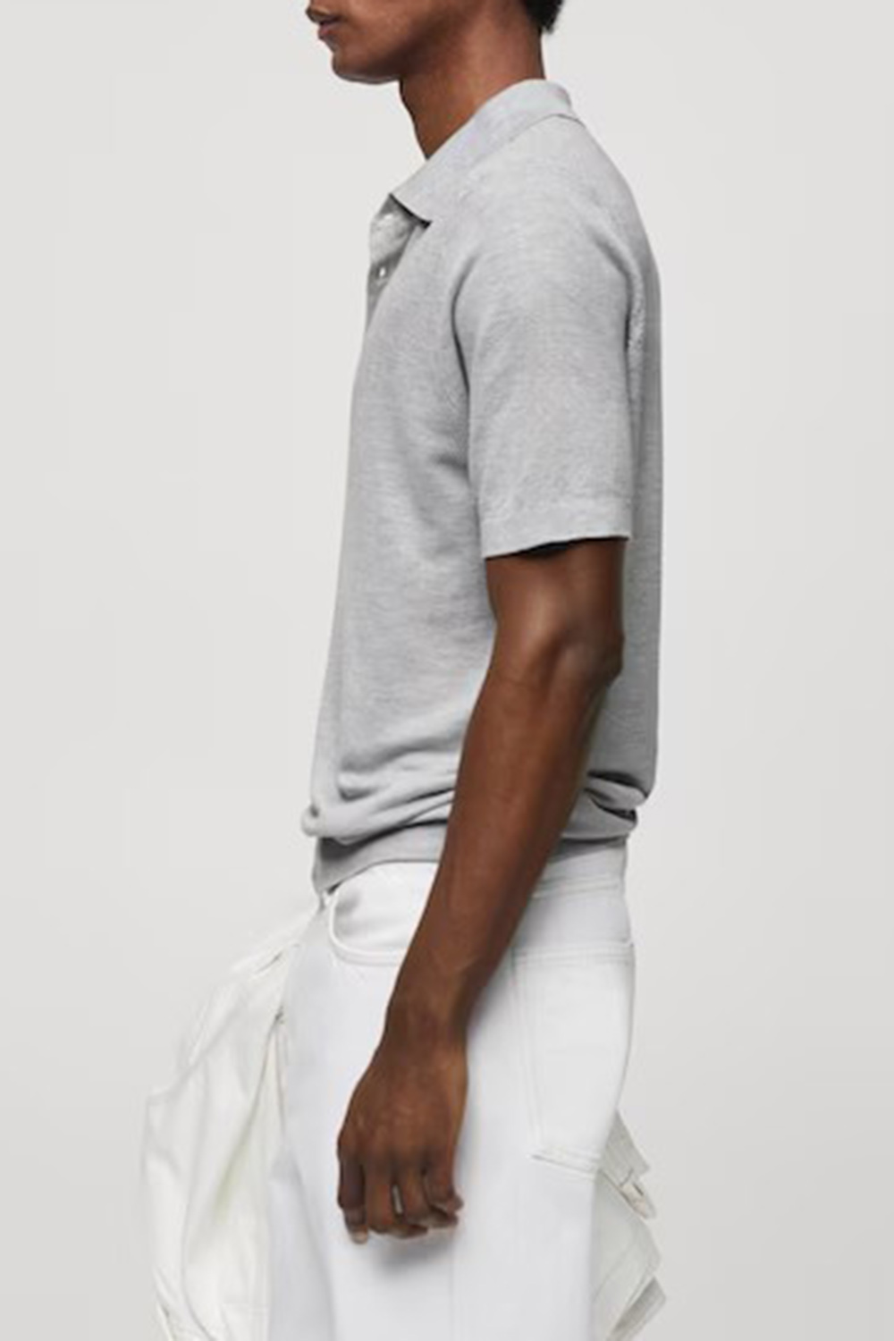 Buttoned Micro-Structure Knitted Polo Shirt