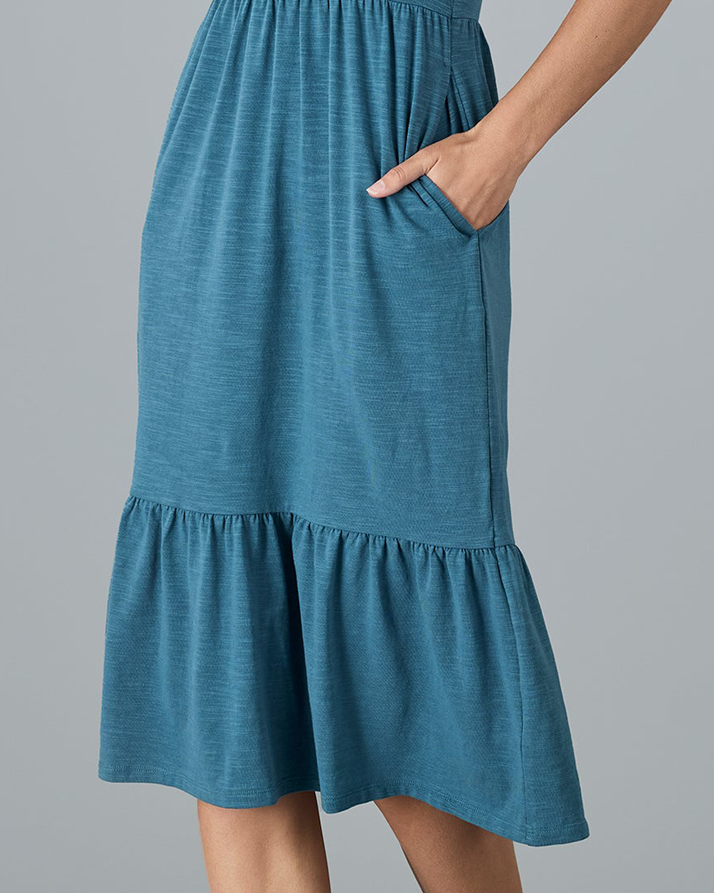Blue Ruffled Hem Dress