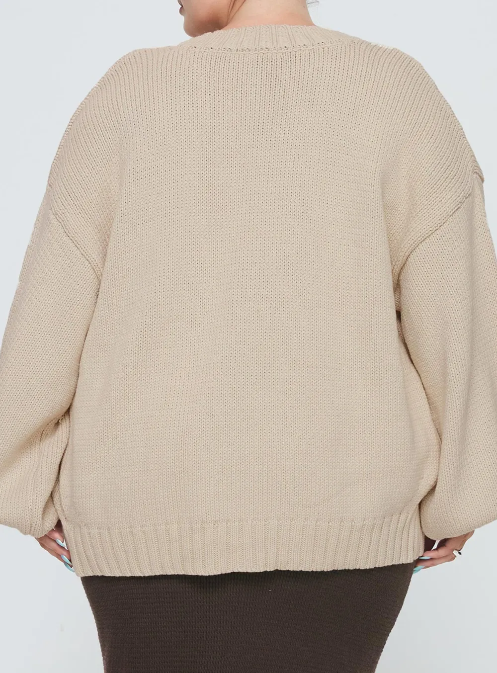 Ribbed Button Cardigan Cream