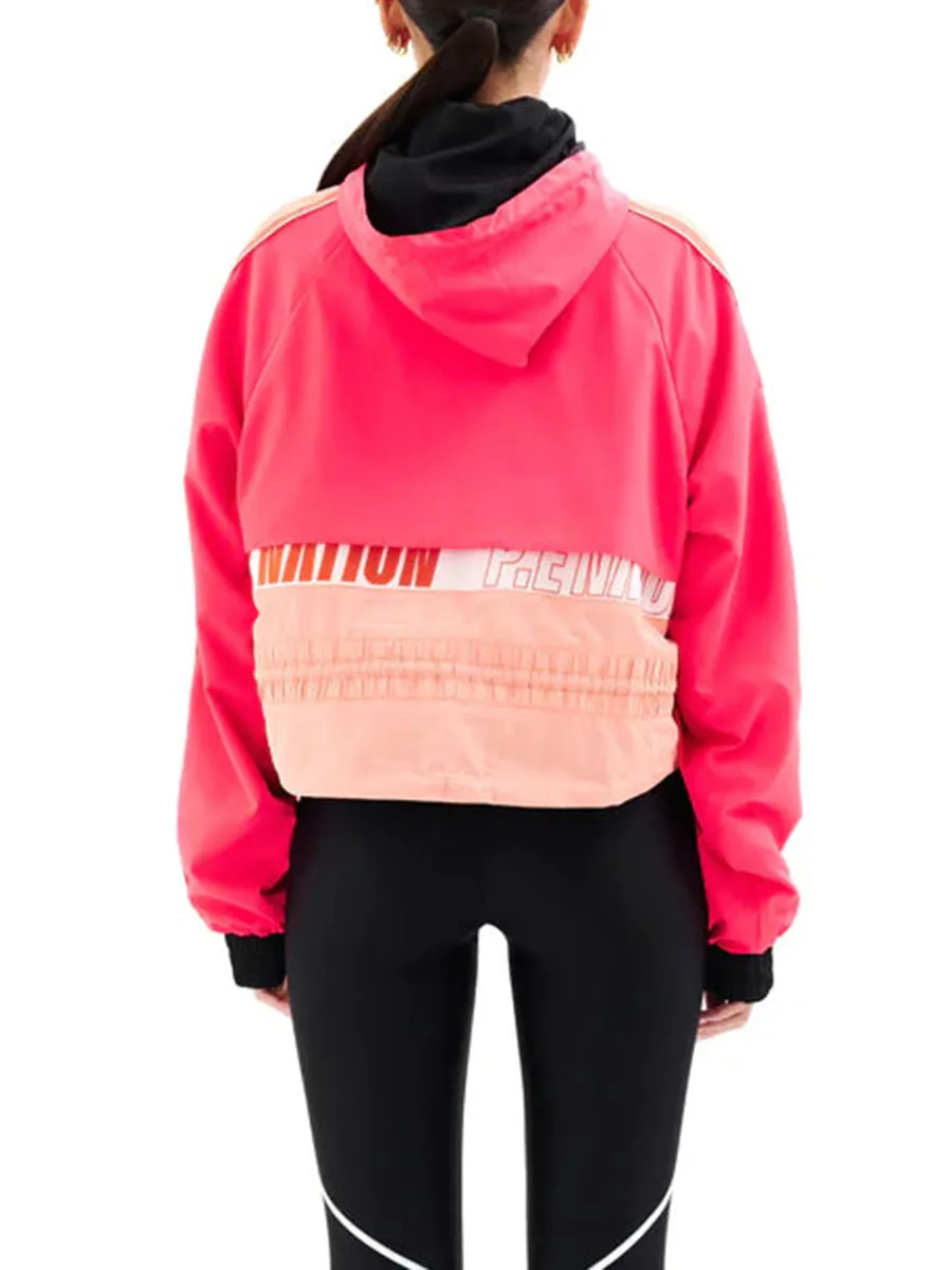 Cropped Color Blocked Hooded Jacket