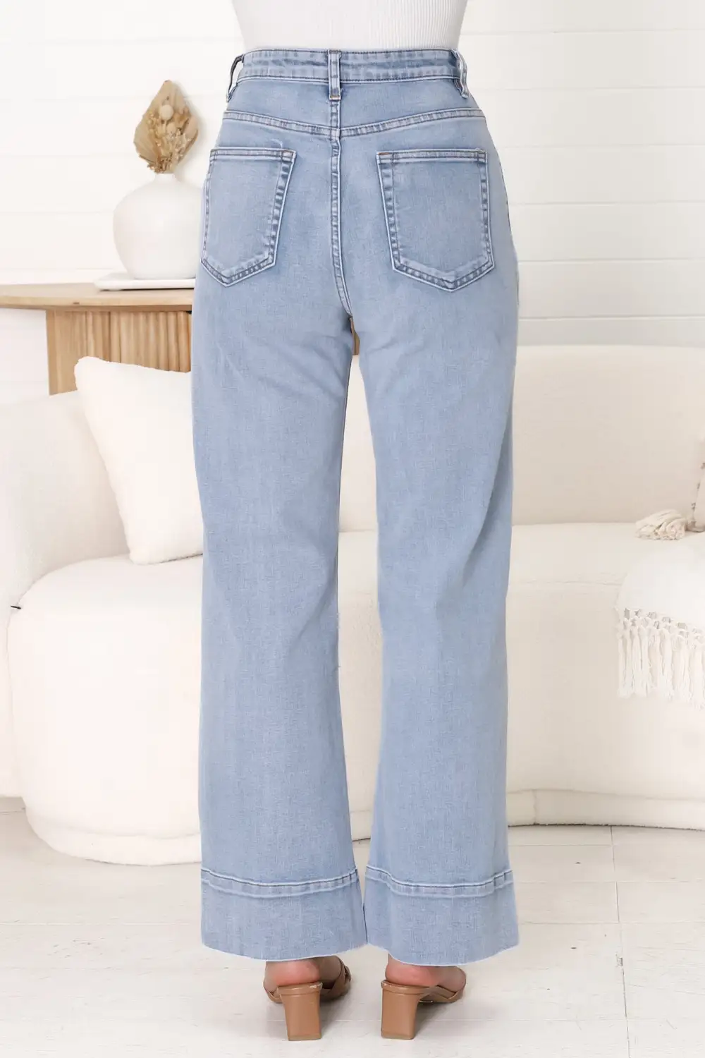 Light Blue High Waisted Wide Leg Jeans