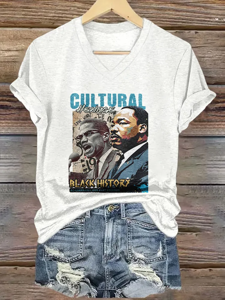 Women'S Cultural V-Neck Short-Sleeved T-Shirt