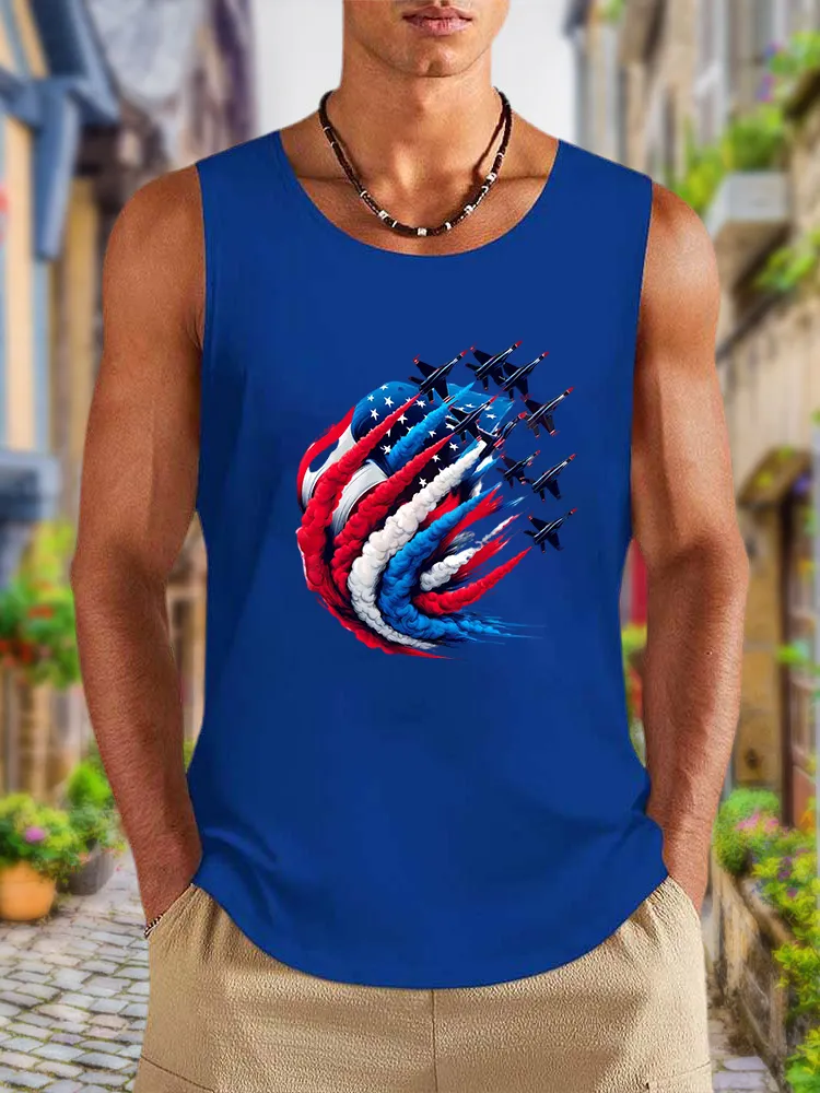 Men'S Airplane Smoke-Pulling Performance Round-Necked Sleeveless Vest