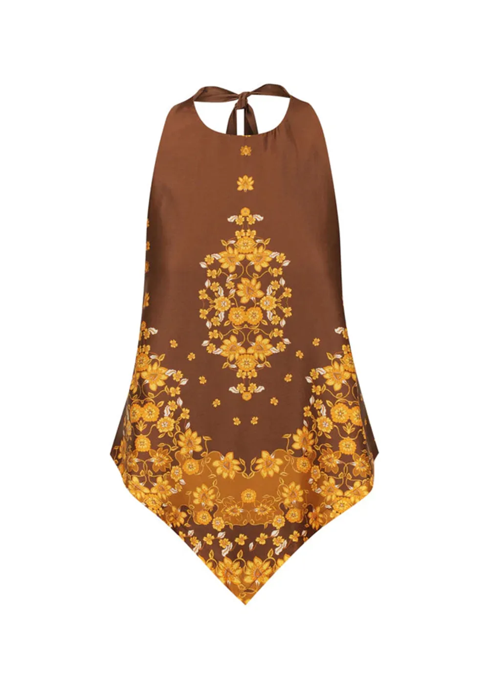 Brown Halter Neck Printed Top