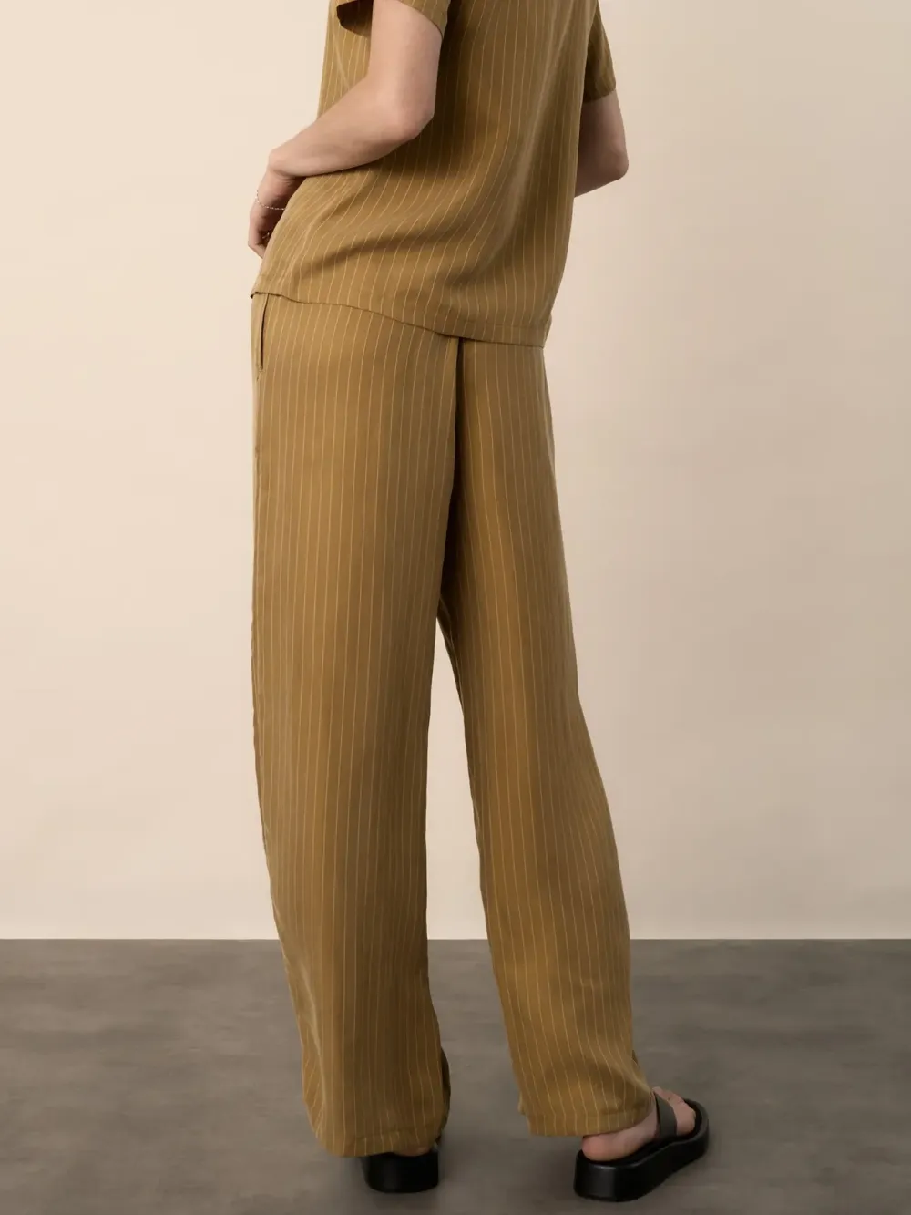 Mustard Pinstripe Wide Leg Pant