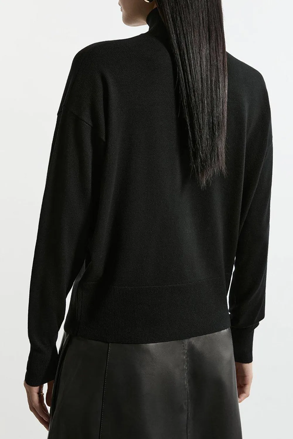 Viscose Blend Popper Detail Knit Jumper