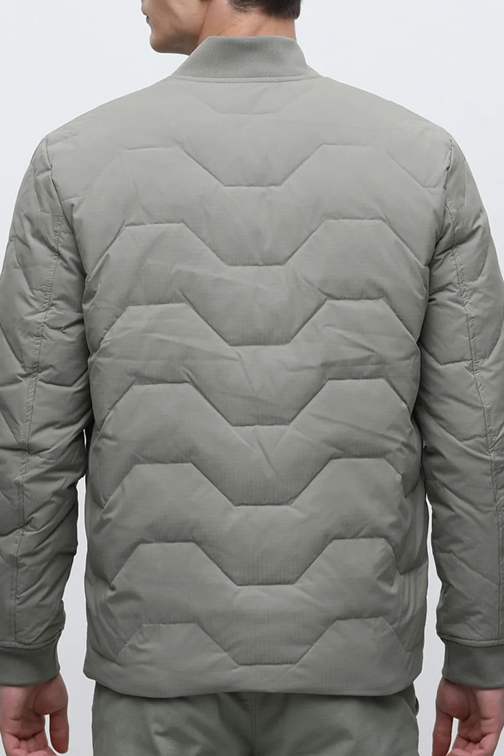 Green Quilted Bomber Jacket