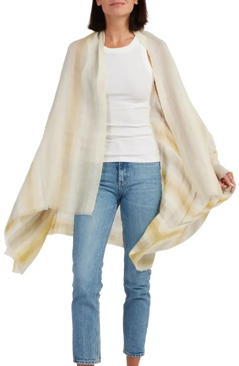 Gradient Stripe Cotton Gauze Scarf
