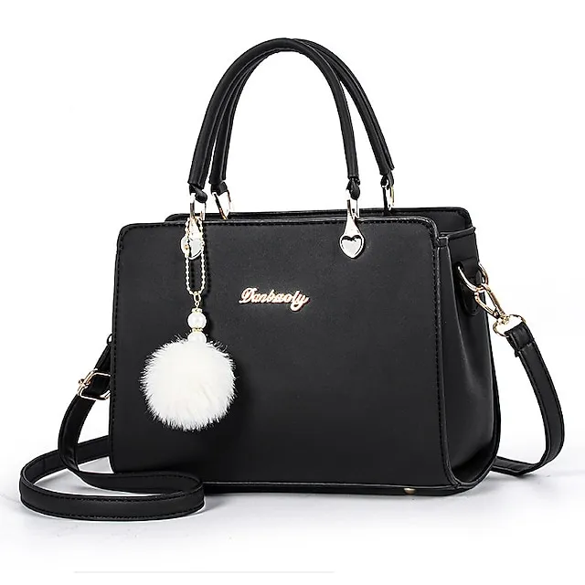 Women's Handbag Crossbody Bag Diaper Bag Tote PU Leather Office Daily Pendant Adjustable Large Capacity Durable Solid Color Black White Pink