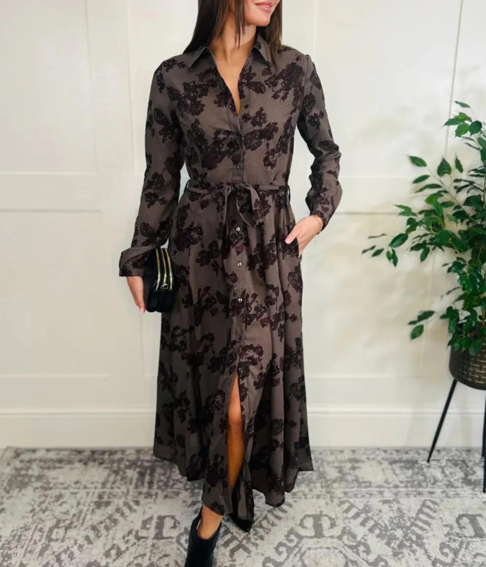 Casual Style Print Shirt Dress