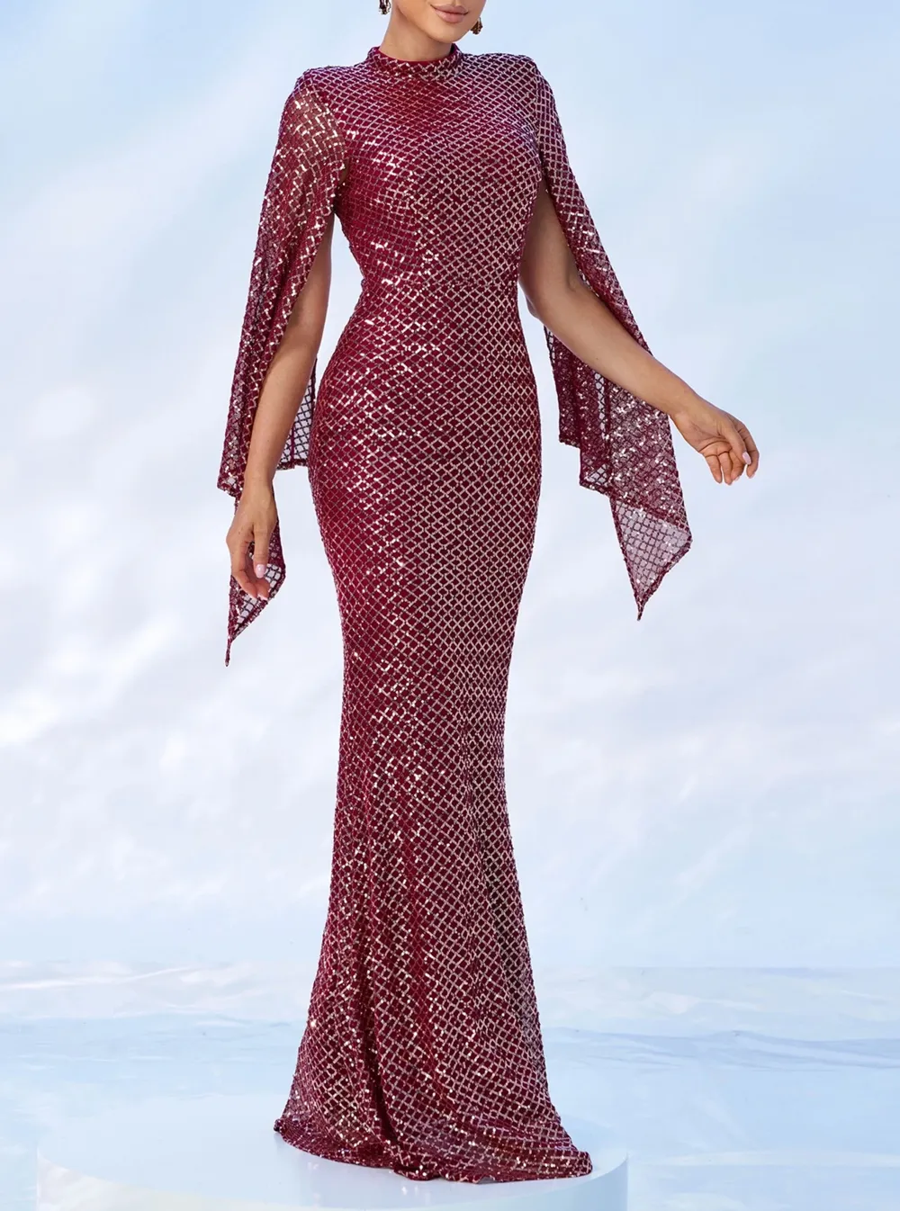 Glitter Bell Sleeve Mermaid Dress