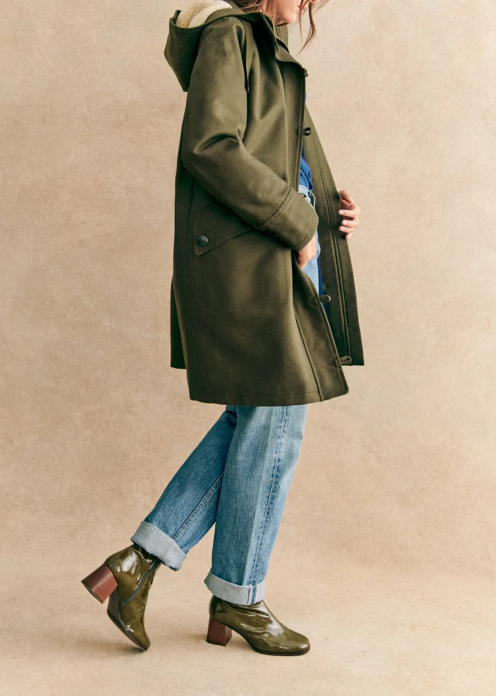 Khaki Quilted Hooded Parka