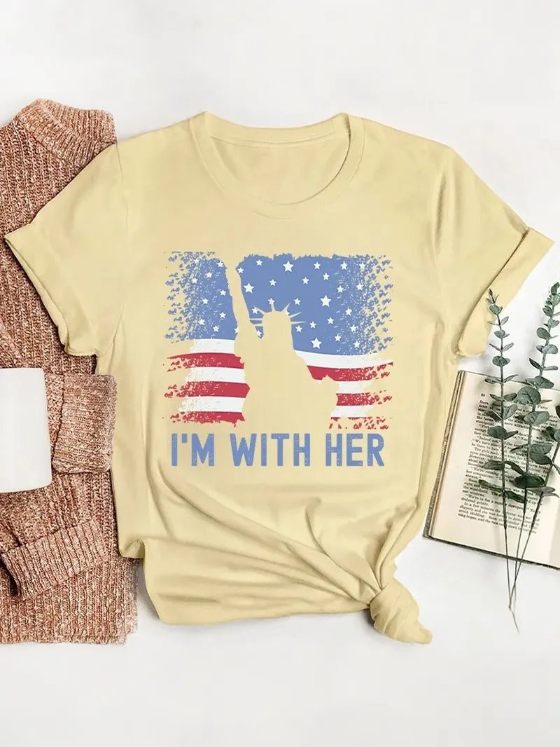 America Flag I'M With Her Teacher T-Shirt