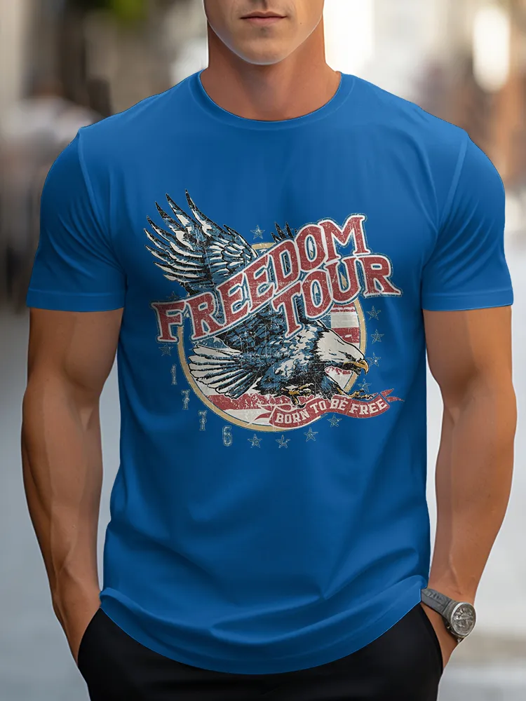Man'S Freedom Tour 1776 Born To Be Free Round-Neck Short-Sleeved T-Shirt