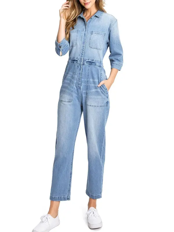 Light Blue Denim Relaxed Jumpsuit