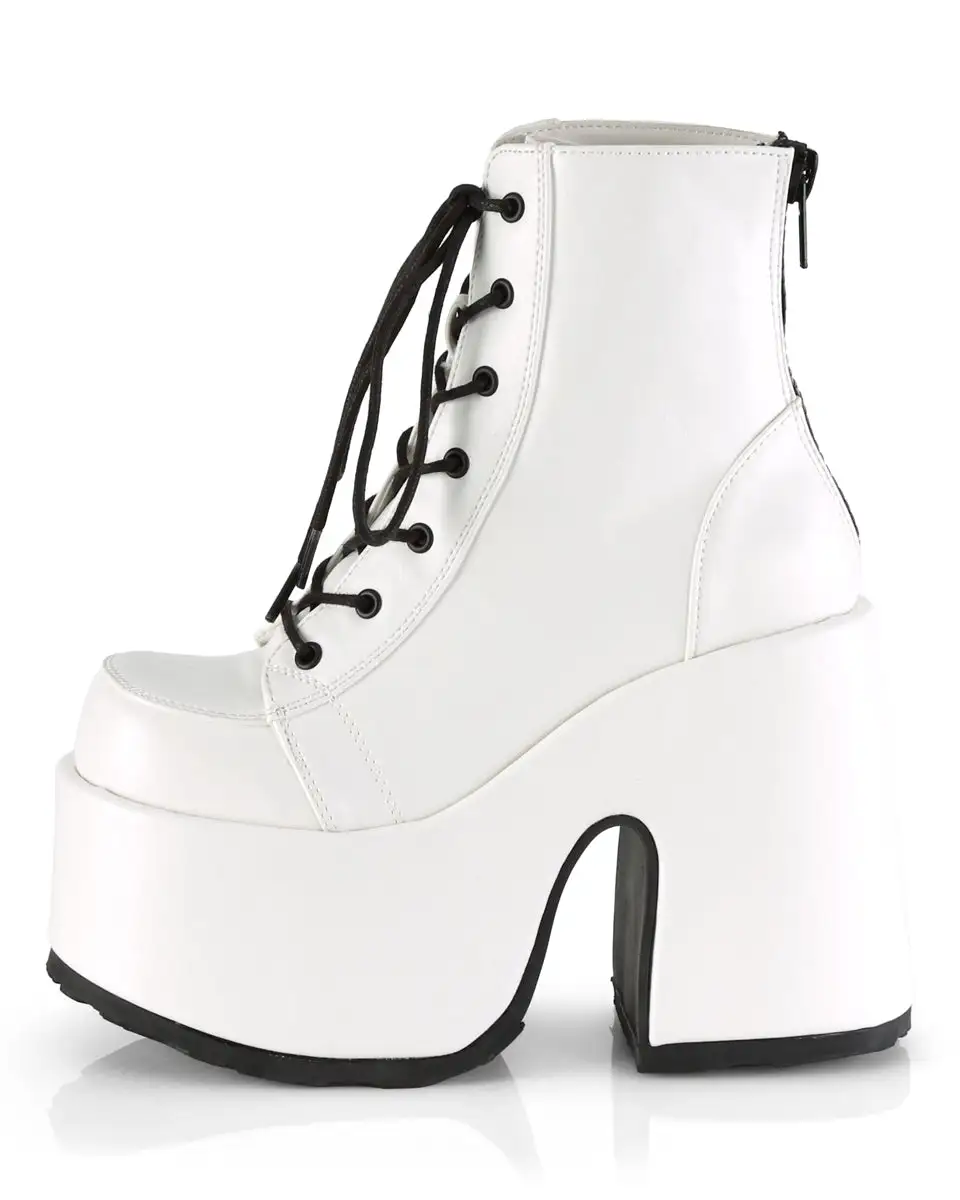White Lace-Up Women's Platform Ankle Boots