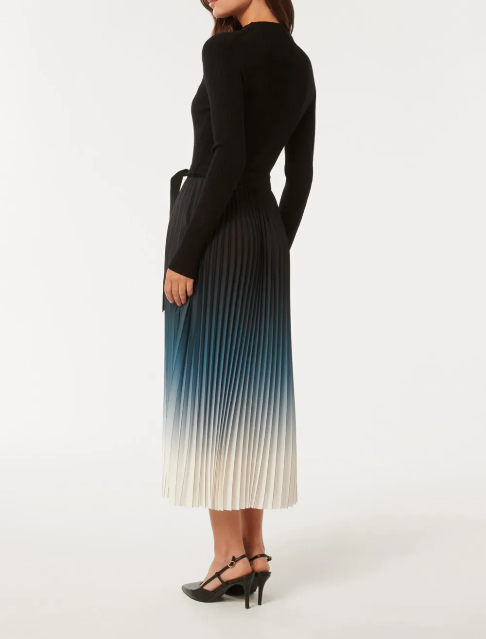 Ombre Pleat Midi Dress