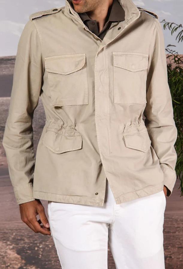 Cotton Oxford Canvas Men's Fashion Light Beige Jacket